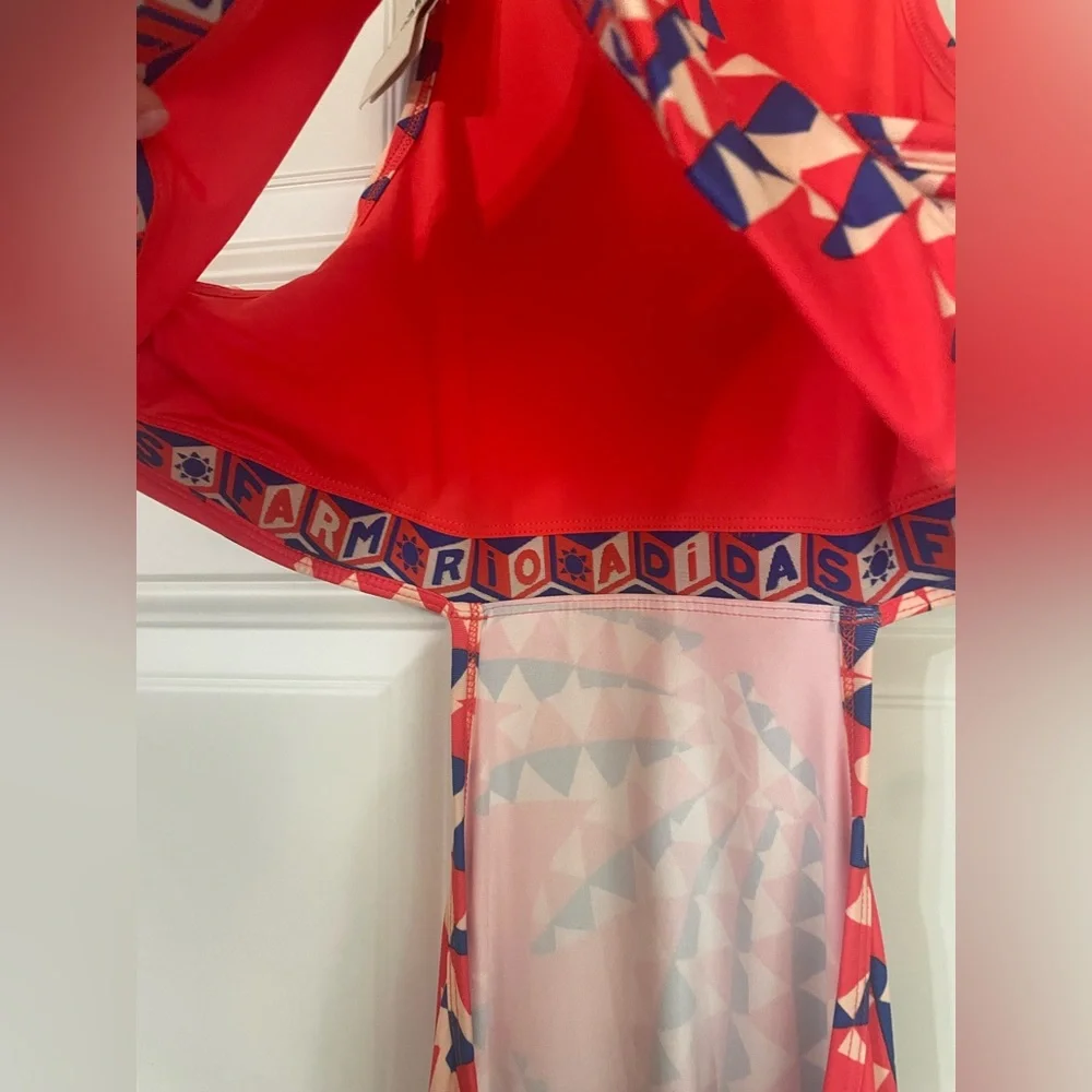 NEW Adidas Farm Rio Psychedelic Wave Red Orange Cut Out Dress Large Festival - Picture 10 of 14